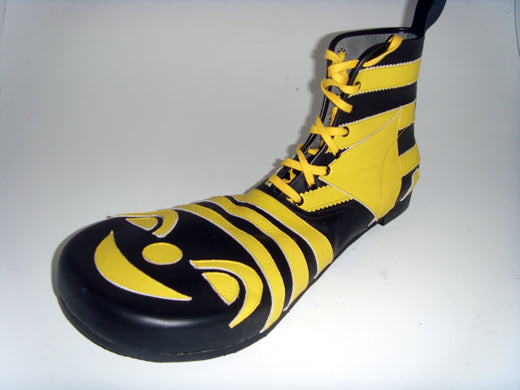 Clownschoen lachend gezichtje zwart geel